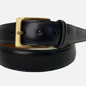 TRAFALGAR Mens 36 Cortina LEATHER BELT - Black - Made In USA Gold Tone Buckle